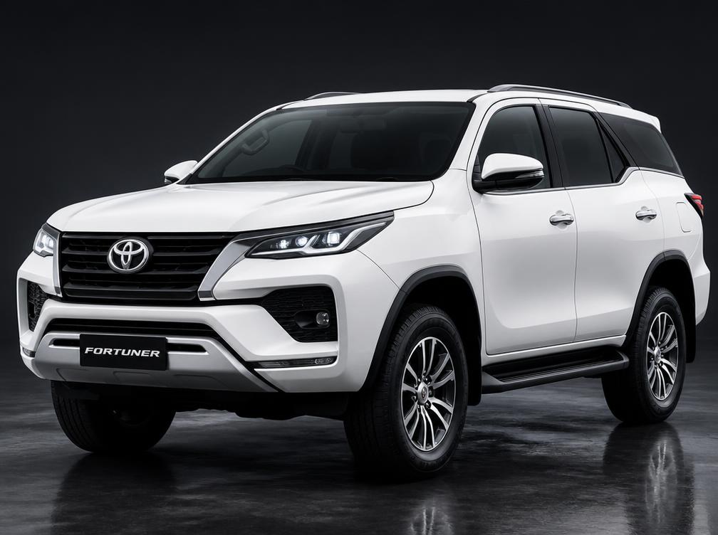 SUV Toyota Fortuner blanca de la flota ejecutiva